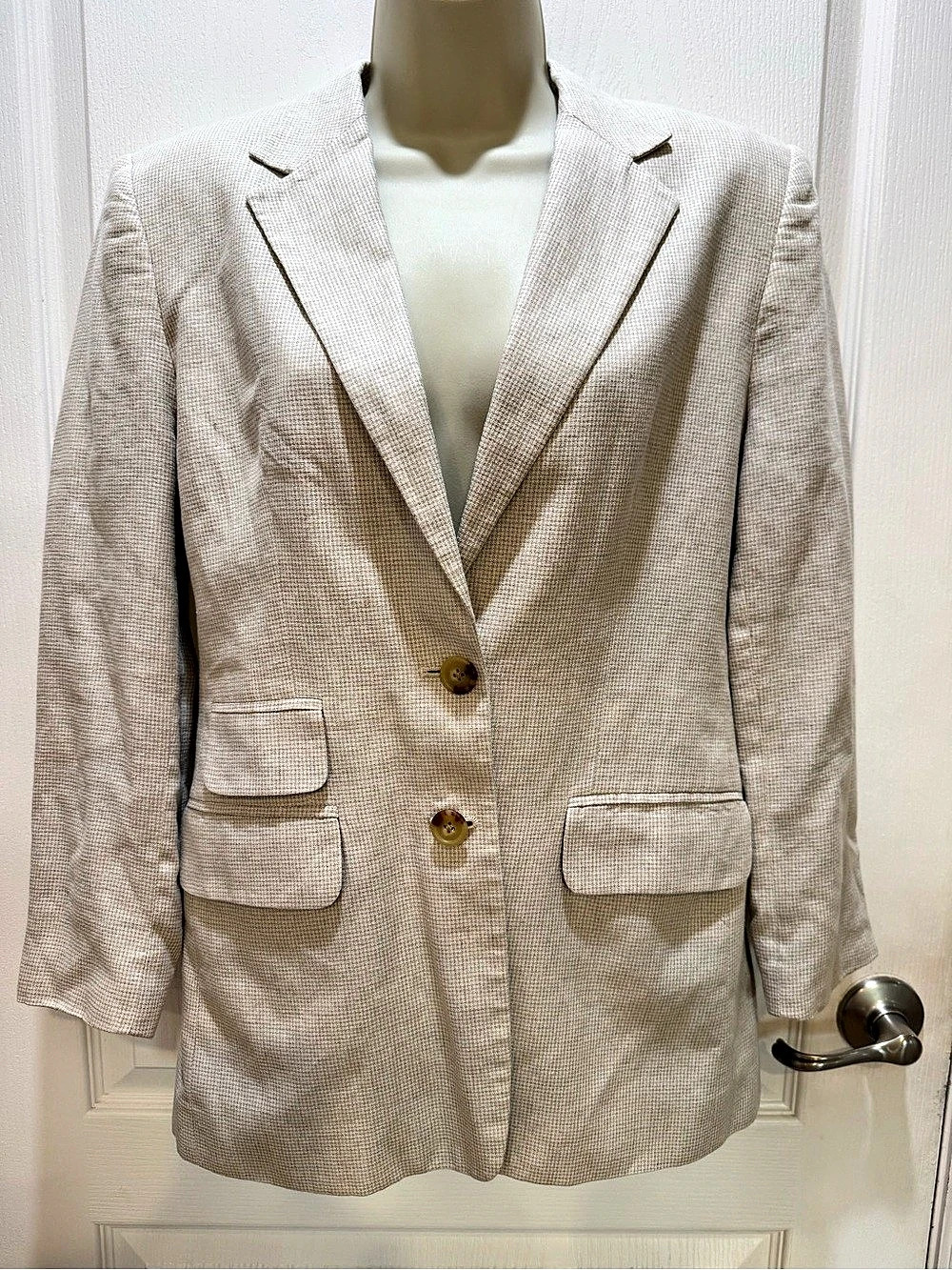 Vintage Lauren Ralph Lauren Checkered Blazer in Beige Size 6 Great Condition